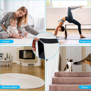 Almohadilla antideslizante de doble cara <span class=keywords><strong>SNM</strong></span>, cinta de pinzas para alfombras de PU troquelada reutilizable para suelos de madera dura, tapones para alfombras - Product Image 5