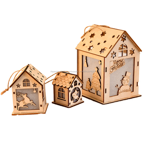 De árbol de Navidad colgante hecho a mano cabaña de madera regalo de Navidad decoración de luz para <span class=keywords><strong>los</strong></span> niños - Product Image 6