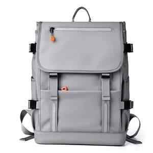 Alça de ombro larga ajustável para homens, bolsa esportiva inteligente para laptop, resistente ao desgaste e roubo, mochila escolar para homens, cinza e preto