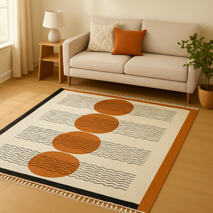 Alfombra Moderna de Pelo Corto para Sala de Estar, Hecha a Mano, con Estampado Geométrico, Lavable, Antideslizante y Ecológica - Product Image 1