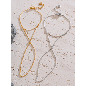 Jinأنت والحد الأدنى مقاومة للصدأ المعدن 316L الفولاذ المقاوم للصدأ الزركون اليد سلسلة المعصم مع سوار إصبع المجوهرات - Product Image 2