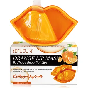 Kolagen masker bibir kolagen untuk wanita, masker bibir buah kolagen kristal, tambalan bibir tidur untuk wanita