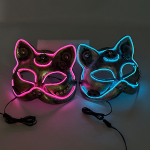 <span class=keywords><strong>Masque</strong></span> LED Lumineux Visage de Chat, <span class=keywords><strong>Masque</strong></span> Steampunk, Décoration d'<span class=keywords><strong>Halloween</strong></span> pour Soirées DJ, Brille dans le Noir - Product Image 1