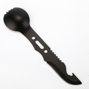 Cuchara de Supervivencia Multifuncional para Exteriores, Cuchillo de Acero Inoxidable con Hoja Dentada y Silbato, Herramienta Compacta para Camping de 15.8 cm - Product Image 3