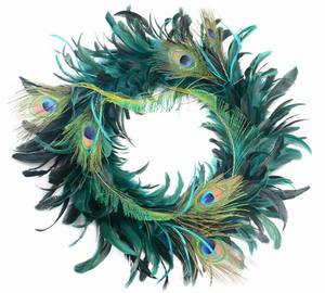 孔雀の花輪 羽根 クリスマスリース ホームドア 壁 窓 結婚式 パーティー ハロウィン 感謝祭 秋の装飾用 - Product Image 3
