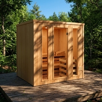 Cabina de Sauna Infrarroja de Madera Sólida Canadiense con Ventanas Transom, Panel de Control Computarizado, 220V, Modelo HOT 1 para 2 Personas