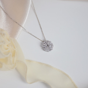 Magnetische hanger ketting met klaverblad, 4 hartjes, S925 sterling zilver, belegd met zirkonia, voor vrouwen, cadeau - Product Image 4