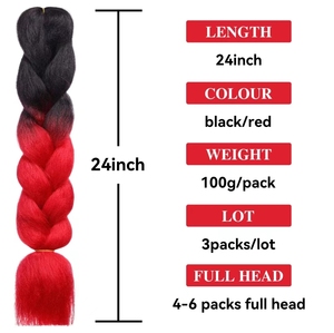 Venta al por mayor 24 pulgadas 100g Jumbo trenza pelo <span class=keywords><strong>trenzas</strong></span> africanas pelo 24 pulgadas extensión de pelo sintético combinación de pestañas postizas - Product Image 5