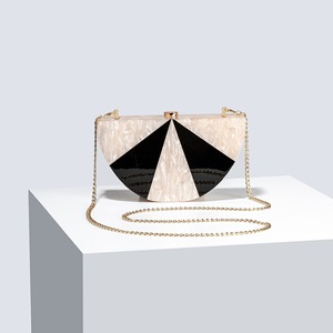 Meia Sala Listrado Branco Preto Acrílico Caixa Embreagens Mulheres Ombro Mensageiro Partido Embreagem Bolsa Festa À Noite Menina Lady Mini Bag - Product Image 3