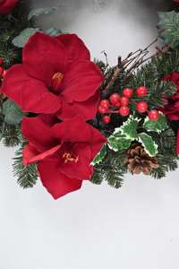 Flores personalizadas de alta calidad, bayas rojas, Pinecorn, colgante festivo para exteriores, corona de Navidad DIY - Product Image 4