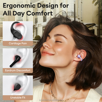 Écouteurs Bluetooth 5.4 à écran tactile intelligent, écouteurs sans fil ouverts pour le jeu, la musique, le sport avec clip