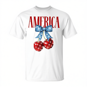 Camiseta patriótica del 4 de julio con la bandera de Estados Unidos y la insignia de cereza americana - Product Image 2