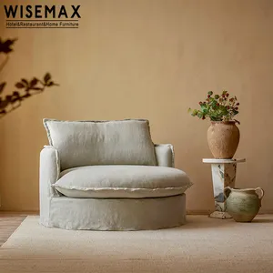 Wisemax đồ nội thất linen vải trắng lông xuống Vòng sofa cong hình Cắt Tầng sofa đi văng cho khách sạn phòng khách