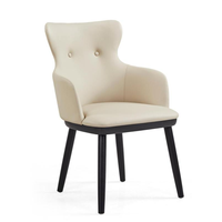 Chaise de salle à manger élégante à dossier haut avec accoudoirs, revêtement en PU souple, pieds en métal, pour projets de restaurant (vente en gros)