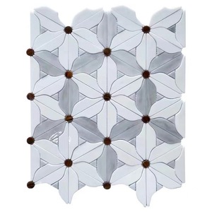 Fábrica verde mármol natural piedra flor mosaico personalizado Fondo pared balcón baño azulejos - Product Image 4