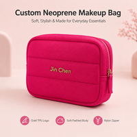 Pochette de maquillage matelassée personnalisée avec logo promotionnel, sac de voyage TSA, pochette cosmétique de luxe, fermeture éclair, antichoc, portable, en gros