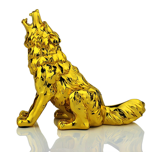 10 Cm Vàng Bạc Wolf Nhựa Thủ Công Điêu Khắc Bức Tượng Nghệ Thuật Cho Màn Hình Hiển Thị Trong Nhà Cho Văn Phòng Nhà Trang Trí Cho Quà Lưu Niệm Quà Tặng - Product Image 3