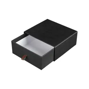 Изготовленный на заказ черный картон картонная коробка для ювелирных изделий раздвижная коробка с логотипом персонализированный роскошный подарочный ящик коробка бумажная упаковка ящик