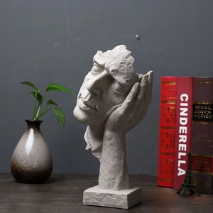Estatua de Resina Abstracta de Pensador 'El Silencio es Oro' Grabada a Mano, Dorada y Plateada, Estilo Art <span class=keywords><strong>Deco</strong></span>, Adorno para el <span class=keywords><strong>Hogar</strong></span> y Cumpleaños, para Sala de Estar - Product Image 6