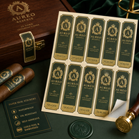 Étiquettes personnalisées de luxe pour cigares, autocollants gaufrés à l'or pour l'emballage de produits haut de gamme, autocollants de marque