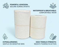 Bandage adhésif élastique en coton de 7,5 cm, homologué ISO13485, haute résistance, avec papier de protection en silicone, pour le soutien sportif