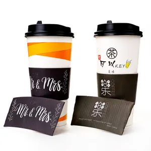 Одноразовый бумажный стакан для горячего кофе с рукавами/крышками по низкой цене от китайского производителя