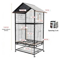 Cage à perroquet portable avec plateau amovible pour un nettoyage facile, bol à nourriture, perchoir, cage de voyage pour les déplacements en voiture et l'usage domestique