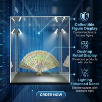 Vitrine LED en acrylique transparent personnalisable, épaisseur de panneau 5 mm, montage facile pour figurines, bijoux, bureau