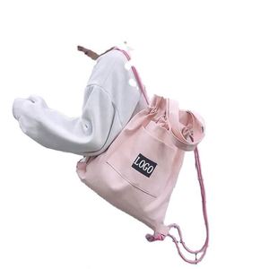 Wholesale Solid Color Design Recycled Travel Custom Logo Cotton Canvas String <b>Drawstring</b> Shopping Tote <b>Backpack</b> - Product Image 5