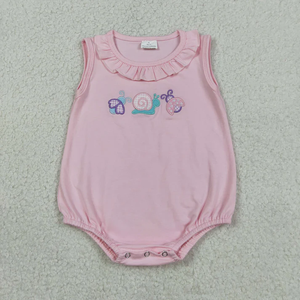 New Arrival Sibling Baby Kids Casual Eco-Friendly Embroidery Snails Ladybirds Top <b>Shorts</b> Clothes Set Ruffle <b>Rompers</b> - Product Image 3