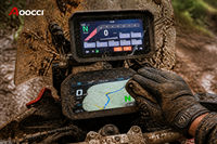 Caméra de tableau de bord double objectif Aoocci BM7 7 pouces IPS avec vision nocturne, sans fil, compatible Apple/Android Auto, système de navigation pour moto, étanche IP67