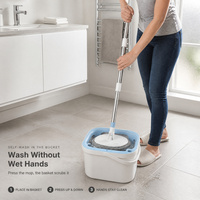 Système de serpillière rotative pour le nettoyage des sols à la maison sur carrelage, bois, stratifié, avec séparation de la saleté, tampon en microfibre, conception mains libres