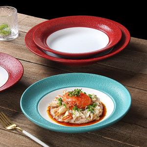 Xiangyuan <b>melamine</b> tableware <b>plates</b>, exquisite plating for restaurants and hotels, hot dish <b>plates</b>, commercial color-blocked - Product Image 1