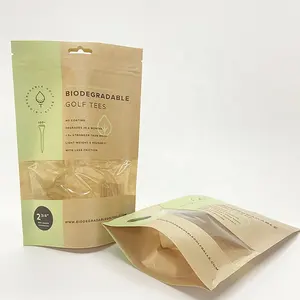 Eco-friendly kraft paper food packaging bag with window stand up pouch
