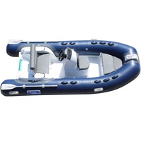 Bateaux Pneumatiques Hypalon Modèle Double de 3,9 m (13 pi) en Fibre de Verre et PVC de 1,2 mm, Bateau Moteur Semi-Rigide avec Coque en V Profond pour la Pêche en Plein Air