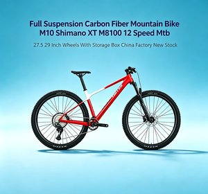 Bicicleta de Montaña de Fibra de Carbono con Suspensión Completa M10 <span class=keywords><strong>Shimano</strong></span> <span class=keywords><strong>XT</strong></span> M8100 de 12 Velocidades, Ruedas de 27.5/29 Pulgadas con Caja de Almacenamiento, Fábrica China - Product Image 1