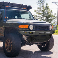 Accessoires 4x4 pare-chocs avant anti-collision en acier finition manteau noir tout-terrain avec plaque de protection pour Toyota FJ Cruiser 2007-2014