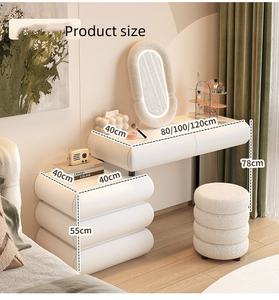 Coiffeuse minimaliste pour chambre à coucher avec miroir à panneau LED intégré, durable, grande capacité, ensemble de <span class=keywords><strong>meubles</strong></span> - Product Image 2