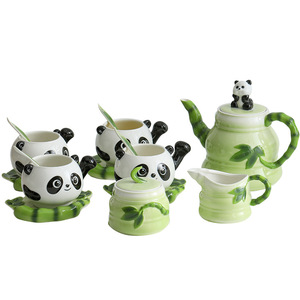 Juego de Tazas de Café de Cerámica con Diseño de Panda Esmaltado, 15 Piezas, con Tapa 3D de Panda y Cuchara, para Amantes de los Pandas - Product Image 1