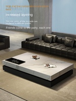 Table basse italienne moderne et minimaliste haut de gamme rectangulaire Rock Board pour le salon Lumière de luxe pour les grands et les petits