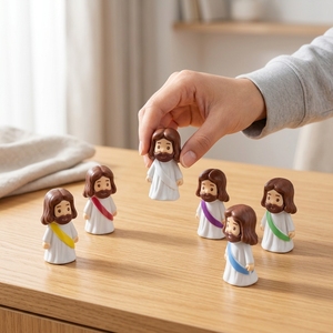 Statues miniatures 3D de Jésus mignonnes, figurines en résine artisanales de collection, décoration religieuse chrétienne pour la maison et le bureau, cadeaux spirituels, vente en gros - Product Image 1