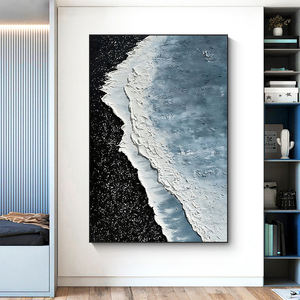 Quadro Moderno Tridimensionale Fatto a Mano con Paesaggio e Texture di Onde da Spiaggia, Decorazione da Parete per Corridoio - Product Image 2