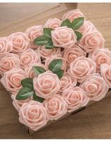 Fournisseur Alibaba Chine, 50 pièces de fleurs artificielles, roses artificielles de couleur crème, aspect réaliste, pour bouquets de mariage DIY