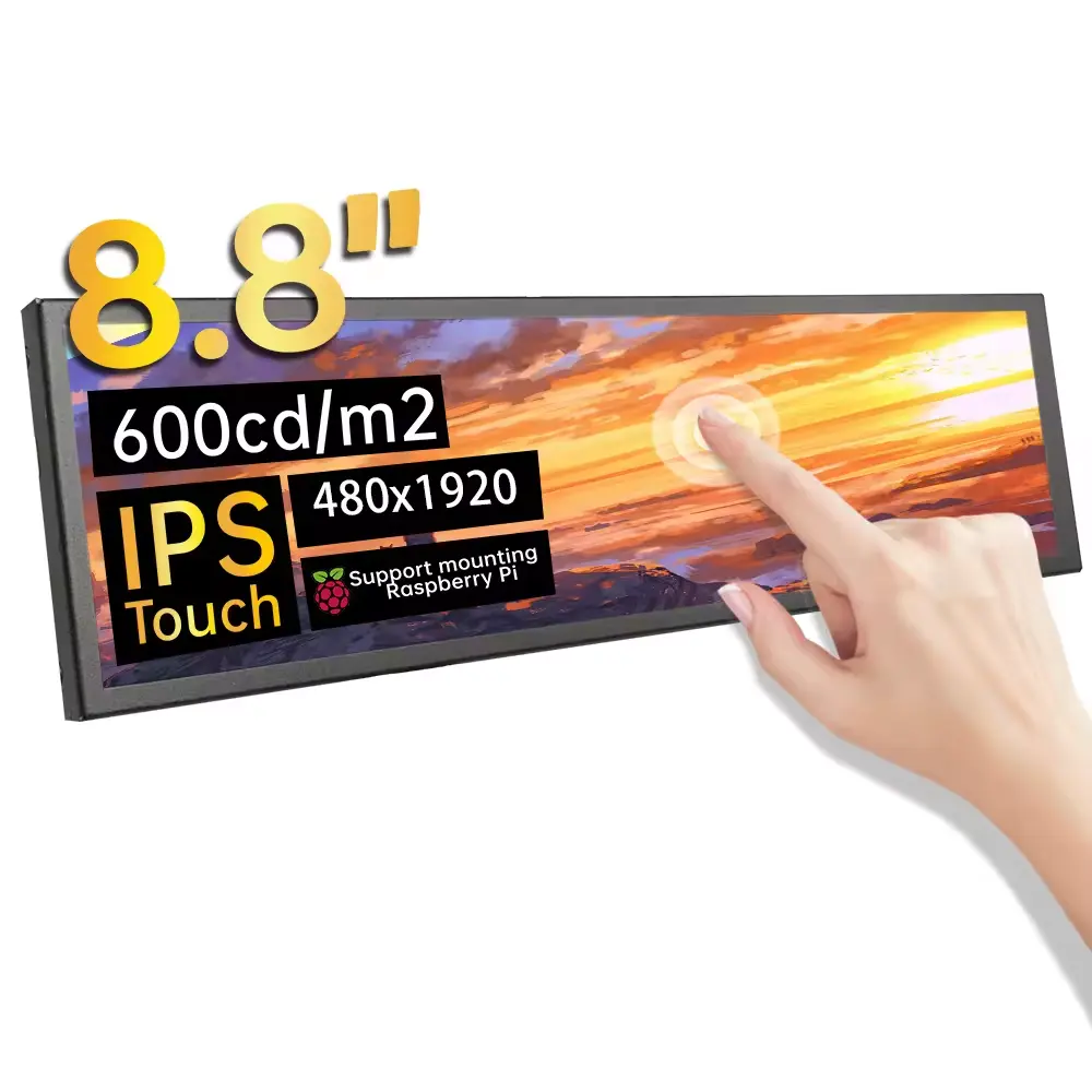 Display lcd a striscia lunga da 8.8 pollici di qualità migliore 480x1920 IPS con touch panel full color tft display bar lcd tft touch screen