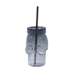 Gobelet en plastique de 16 oz en forme de crâne d'Halloween avec couvercle et paille pour fête et bar - Product Image 4
