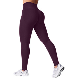 Leggings de sport OEM personnalisés de haute qualité, coupe en V, avec effet push-up et froncé pour le fessier, pour femmes, idéaux pour le yoga et la gym - Product Image 5