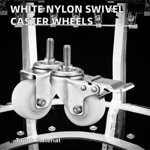 1.5 2英寸304不锈钢脚轮白色尼龙轮旋转脚轮耐磨光滑小型实用手推车总轮 - Product Image 2
