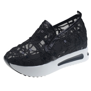 2024 zapatos blancos de gasa de malla de encaje de verano para mujer zapatos de realce interior informales - Product Image 5