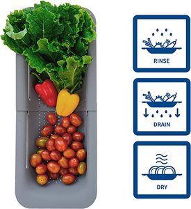 DD933 Escurridor de <span class=keywords><strong>Cocina</strong></span> Plegable para Verduras y Frutas, Rejilla Extensible para Escurrir Platos Cocinados, Cestas Colgantes para <span class=keywords><strong>Fregadero</strong></span> - Product Image 2
