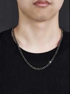 Collar de Moissanita Negra de 3 mm para Mujer, Chapado en Oro de 18K sobre Plata de Ley, Diseño Clásico para Bodas y Aniversarios - Product Image 4